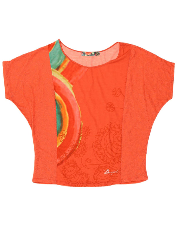 Tricou grafic Desigual pentru femei Top UK 14 Medium Orange Geometric Bohemian