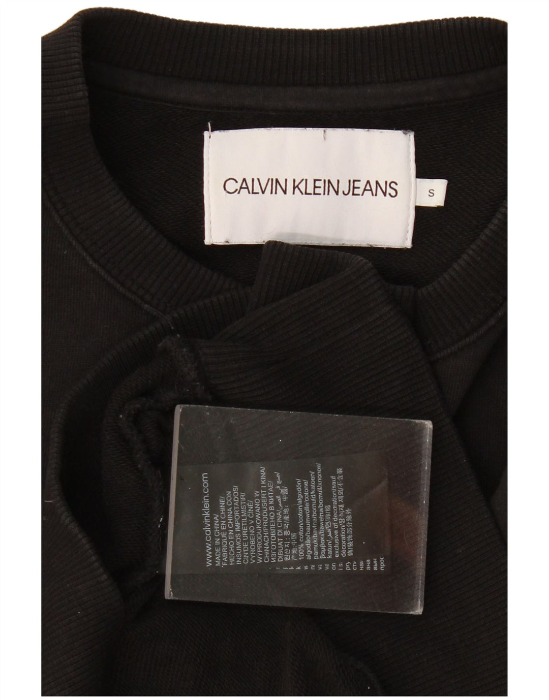 Pulover Calvin Klein pentru damă cu grafică, UK 10, bumbac negru mic