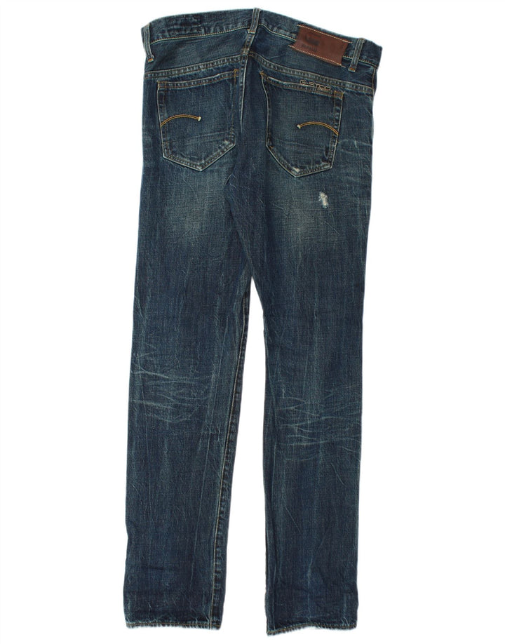 Blugi slim pentru bărbați G-Star Distressed W33 L34 Bumbac albastru