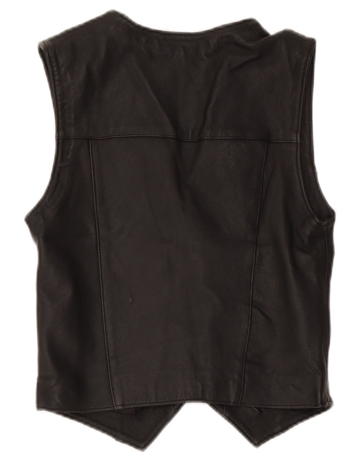Vestă din piele vintage pentru femei UK 12 Medium Black