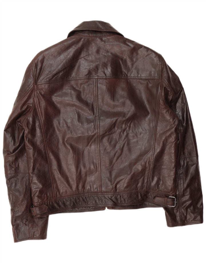 Geacă din piele vintage pentru bărbați IT 54 2XL din piele maro
