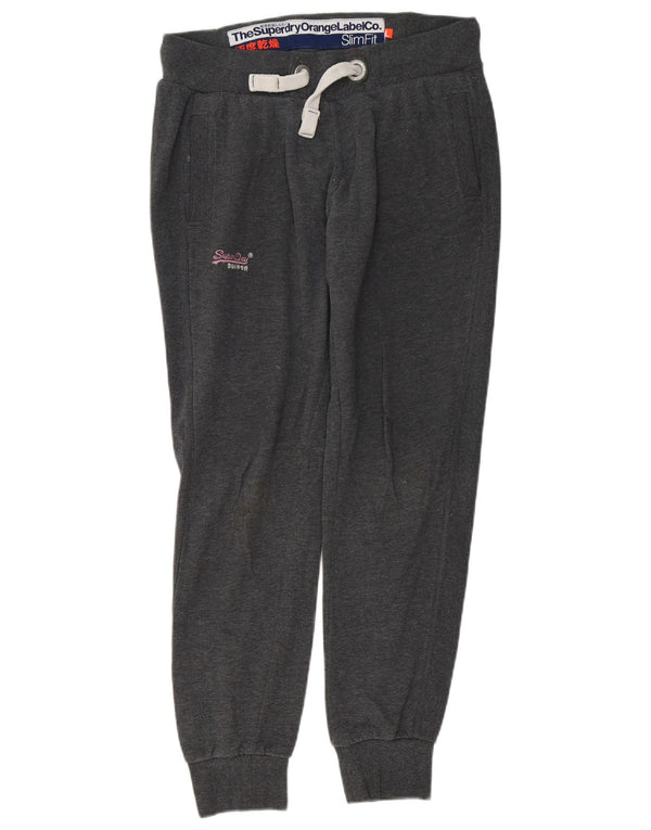 Pantaloni de trening Superdry pentru femei Slim Fit Pantaloni de jogging UK 14 Mare bumbac gri