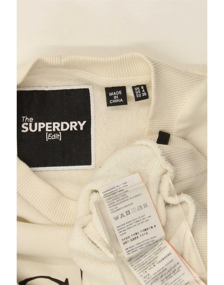 Pulover Superdry pentru femei Crop oversized UK 8 Small Off White