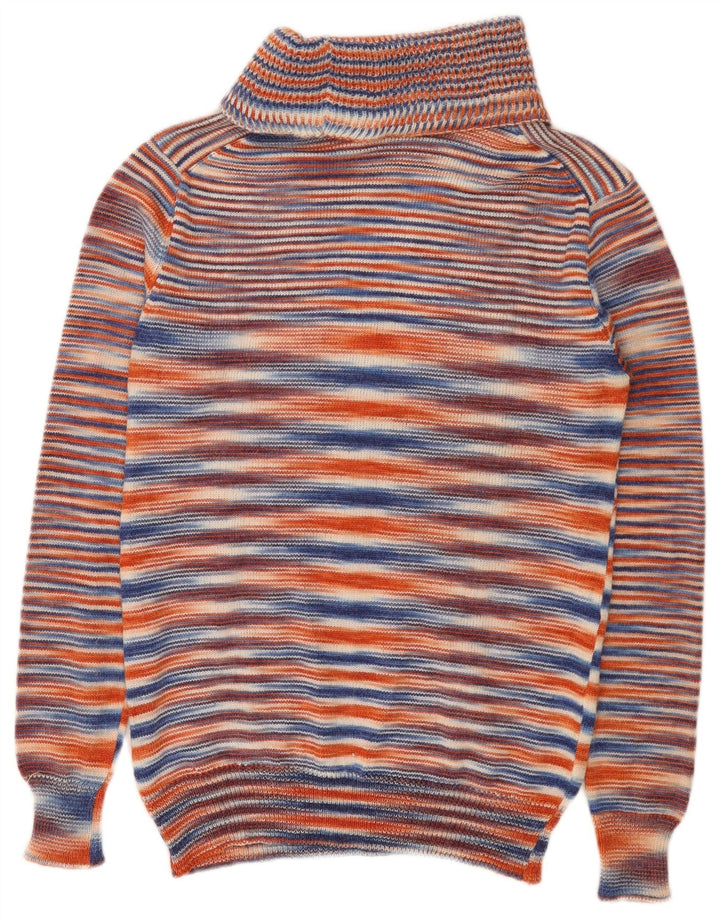 VINTAGE Pulover cu gât rulat pentru femei UK 10 Mic cu dungi multicolore