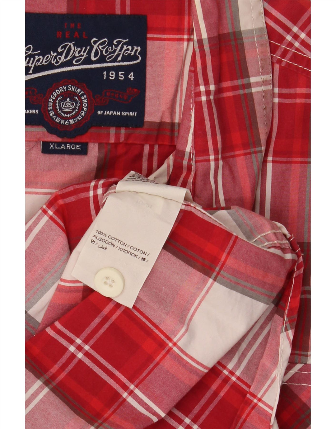 Cămașă cu mânecă scurtă pentru bărbați SUPERDRY XL, bumbac cu carouri roșii