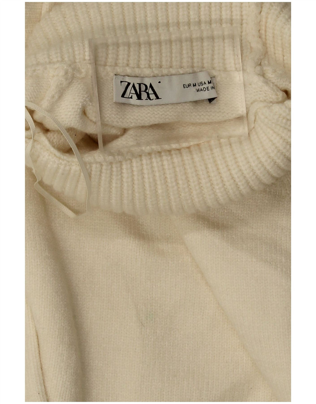 Pulover de damă Zara Crop oversized cu gât rulat UK 14 Medium Off White