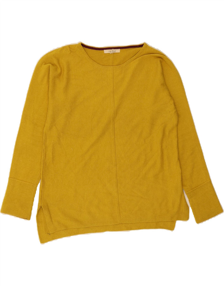 WHITE STUFF Womens Oversized Boat Neck Jumper Sweater UK 10 Small Yellow Vintage White Stuff and Second-Hand White Stuff from Messina Hembry 