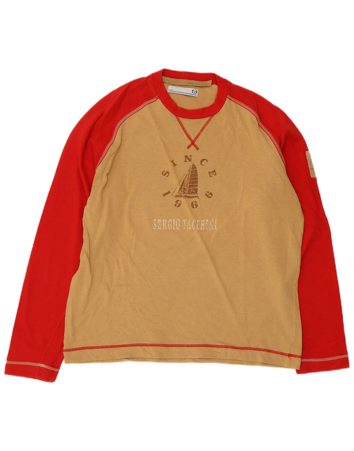 SERGIO TACCHINI pentru bărbați Milano Graphic Top cu mânecă lungă, mare, bej