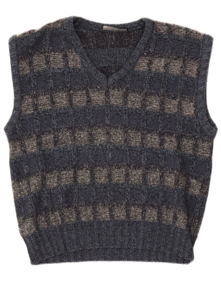 Vestă Vintage pentru bărbați Tank Top Small Grey Check Acrylic