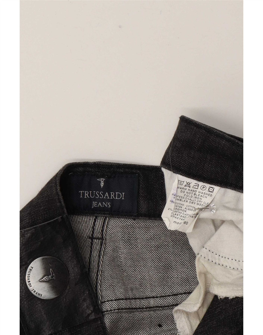 Trussardi blugi drepti pentru bărbați W34 L33 bumbac gri