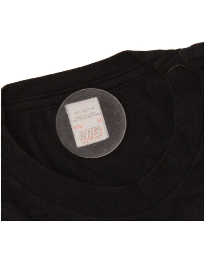 RIFLE Mens Top Long Sleeve Medium Black Cotton