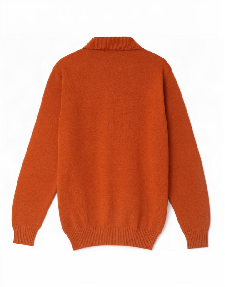 Pulover vintage pentru bărbați cu gât polo IT 50 maro mediu cu dungi