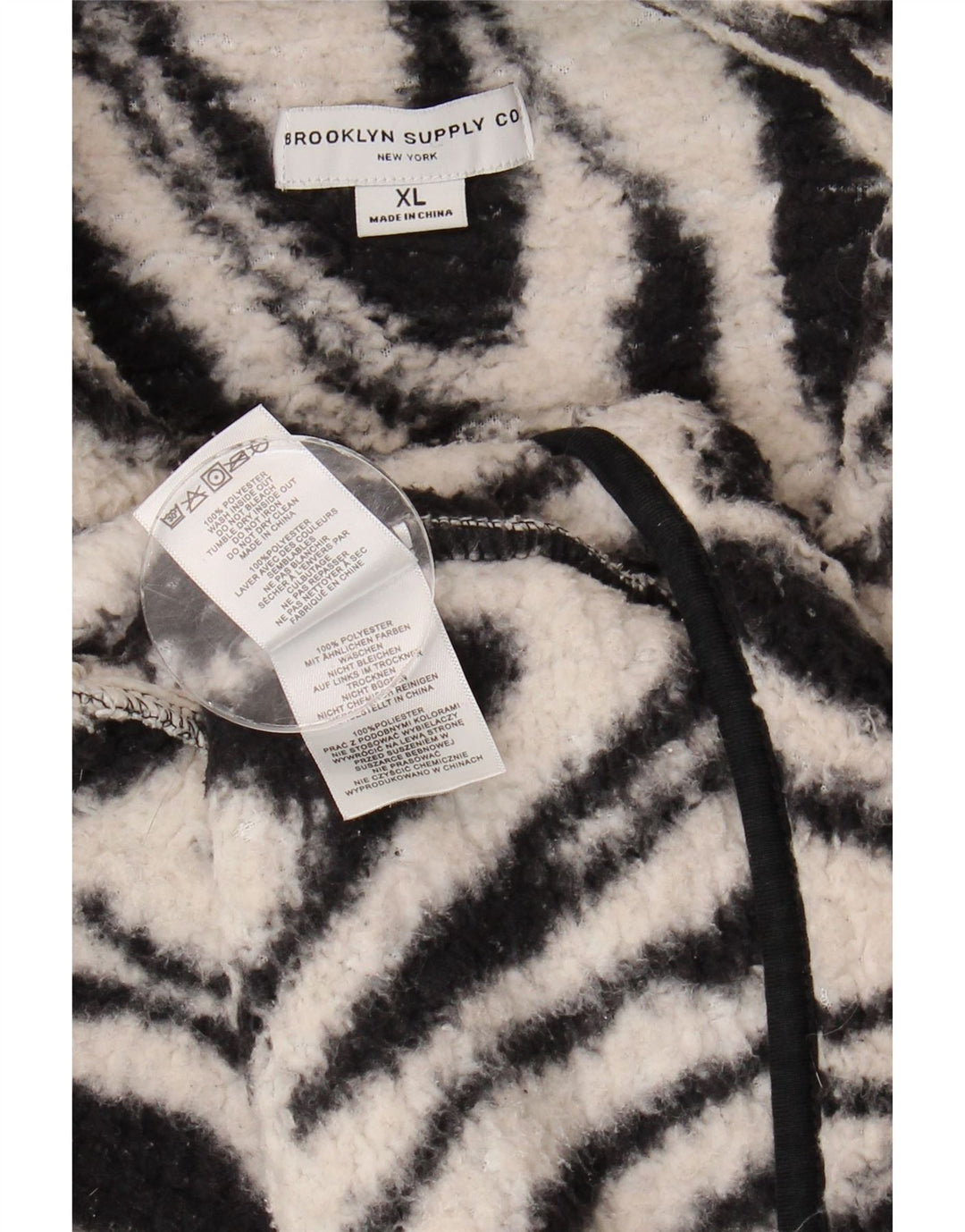 Jachetă din lână supradimensionată pentru femei, vintage, cu model abstract, UK 18 XL, negru