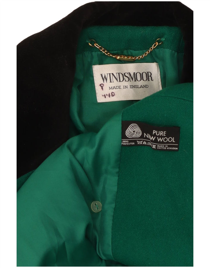 WINDSMOOR Womens Double Breasted Coat UK 10 Small Green Wool