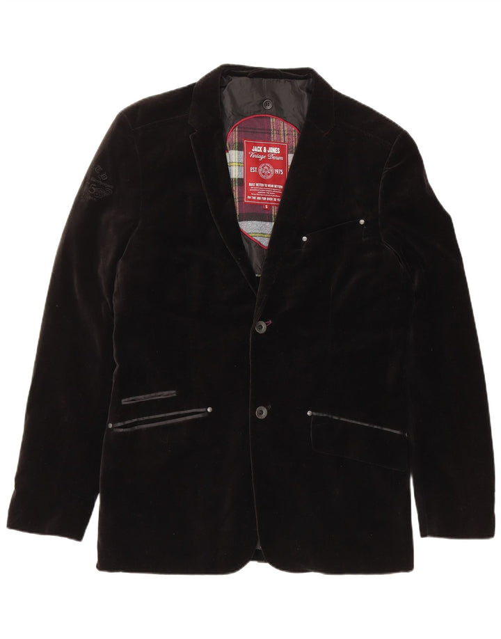 JACK & JONES Jachetă pentru bărbați din catifea cu 2 nasturi, UK 36, bumbac negru mic