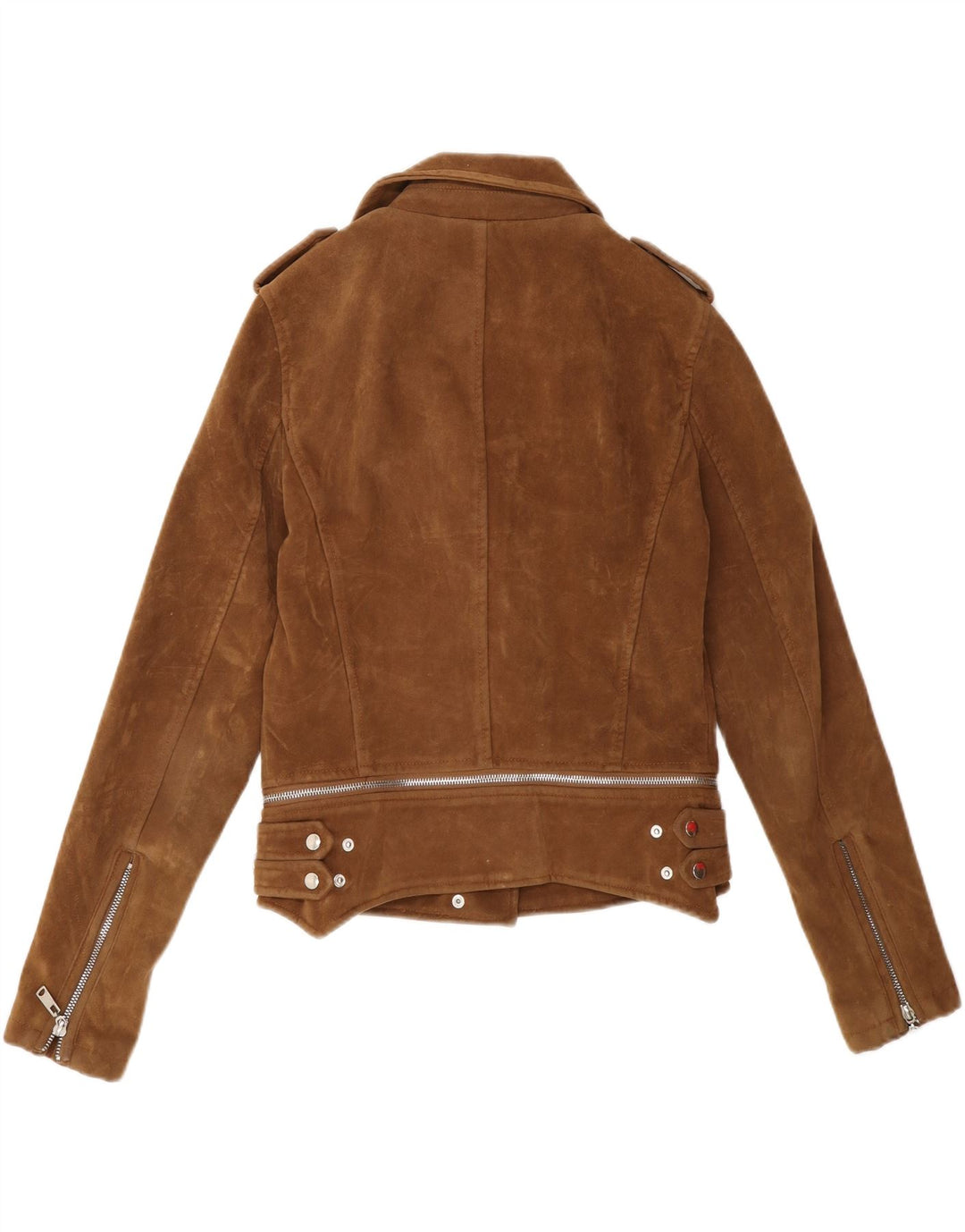 VINTAGE Womens Biker Jacket UK 14 Medium Brown Polyester Vintage Vintage and Second-Hand Vintage from Messina Hembry 