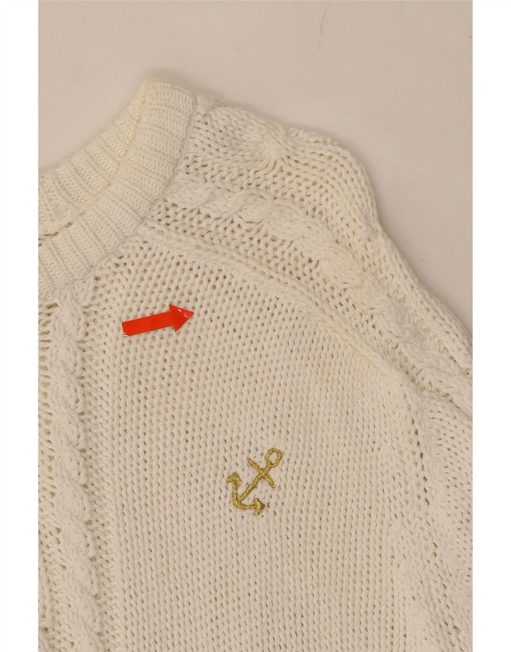 DOLORES Womens Boat Neck Jumper Sweater EU 38 Medium White Cotton Vintage Dolores and Second-Hand Dolores from Messina Hembry 