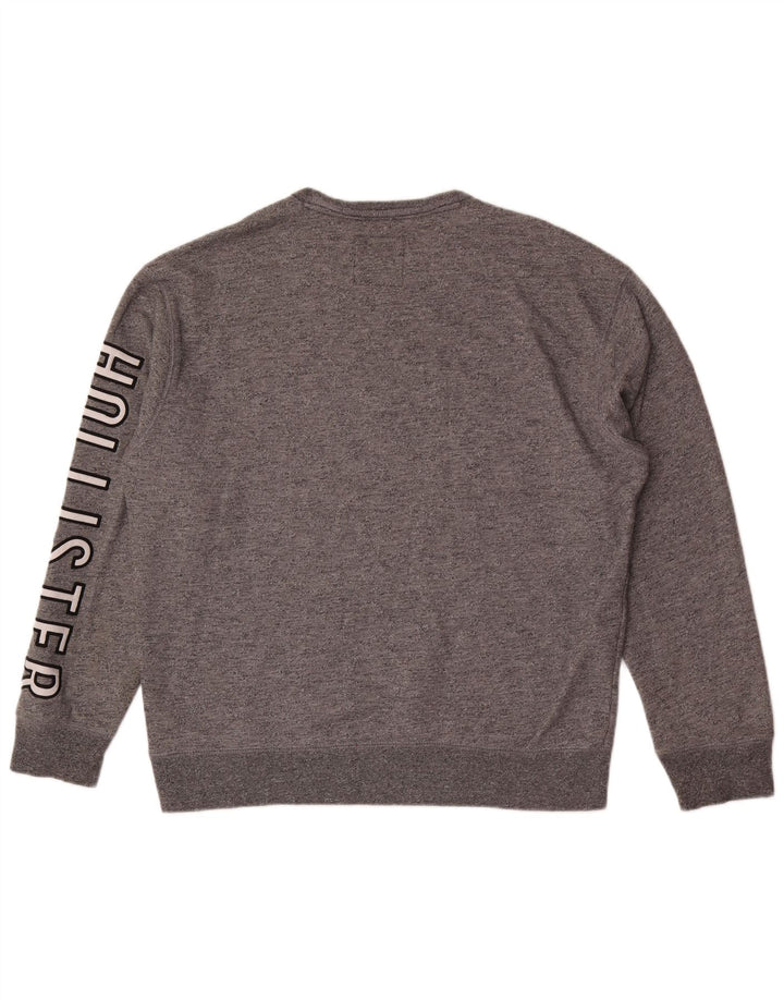 Pulover grafic pentru bărbați Hollister XL bumbac gri