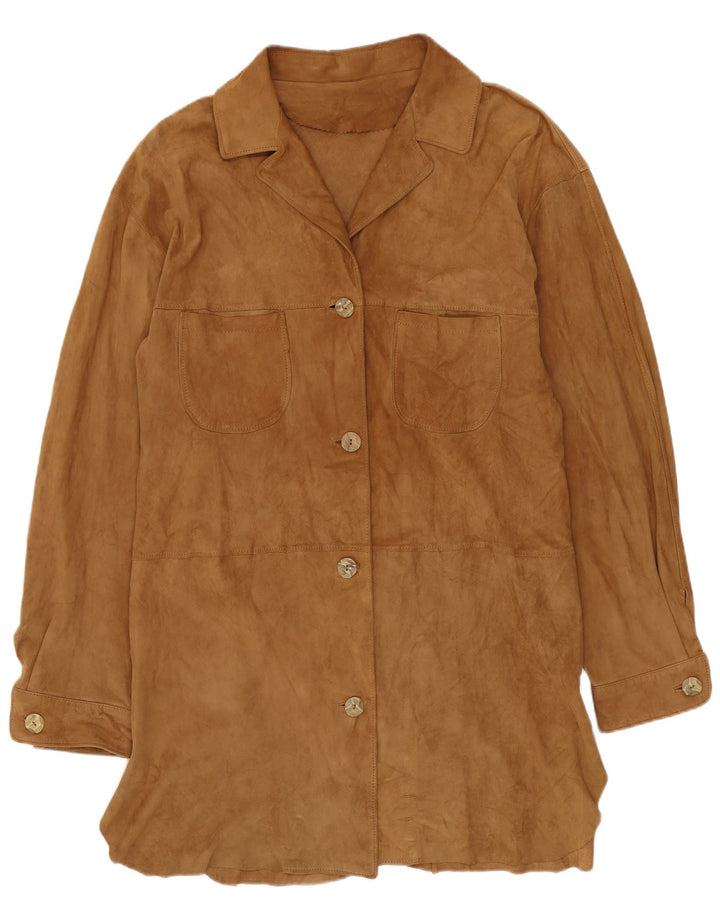 Pardesiu vintage de piele intoarsa pentru femei IT 42 Medium Beige Piele