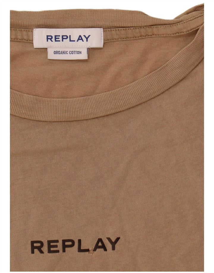 Tricou pentru bărbați Replay Top mare, bej, bumbac