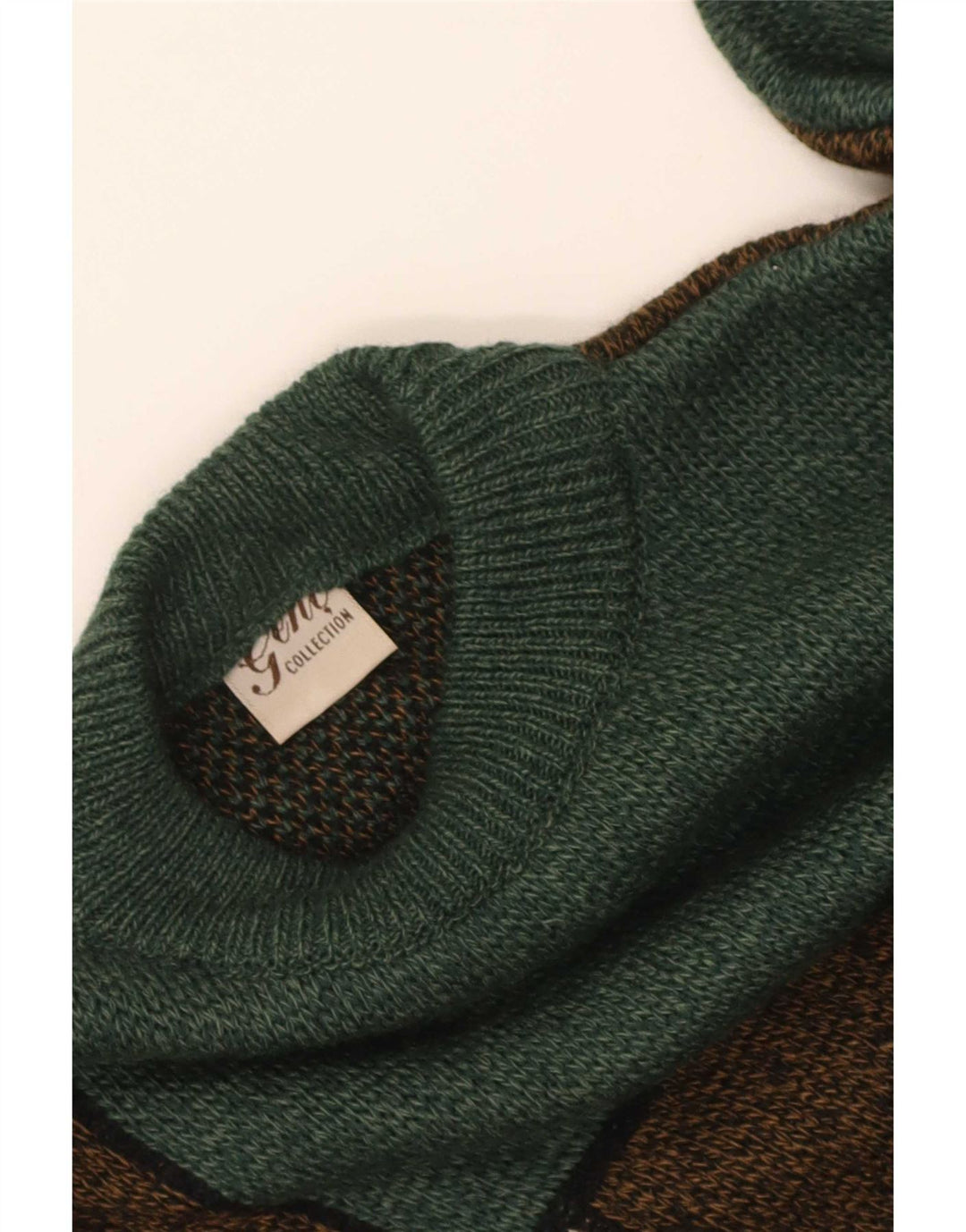 Pulover Vintage de Bărbați cu Guler Înalt, Mărime Medie, Bloc de Culoare Verde