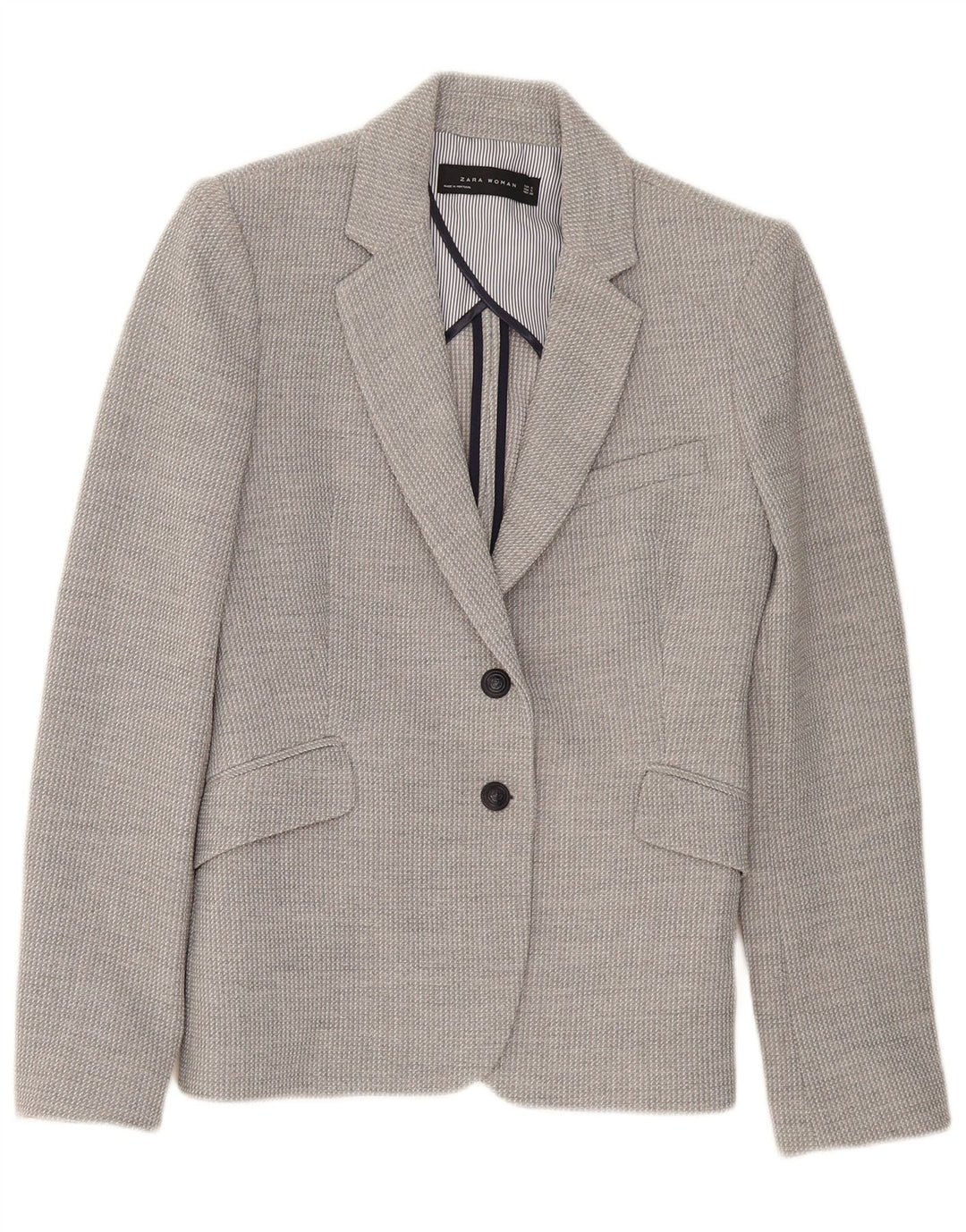 Blazer pentru femei Zara cu 2 nasturi, UK 10, mic, gri, viscoză