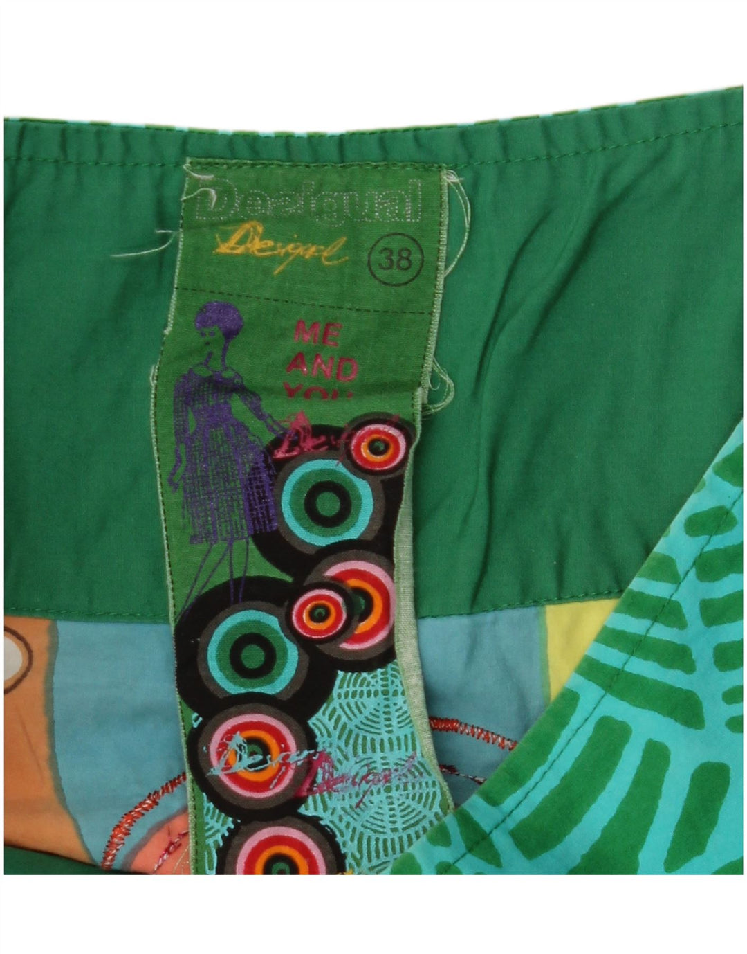 Fusta A-Line pentru femei DESIGUAL EU 38 Medium W28 Verde Floral