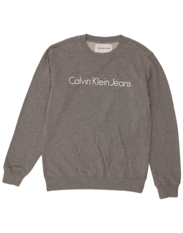 Hanorac grafic pentru bărbați Calvin Klein Jeans Jumper Bumbac Gri mediu