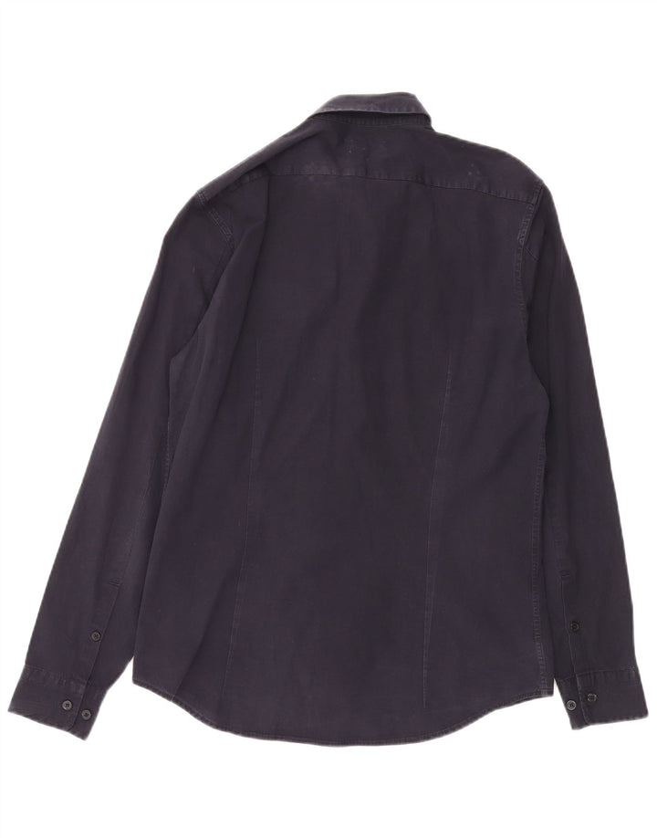 Cămașă pentru bărbați CALVIN KLEIN JEANS Bumbac mediu albastru bleumarin