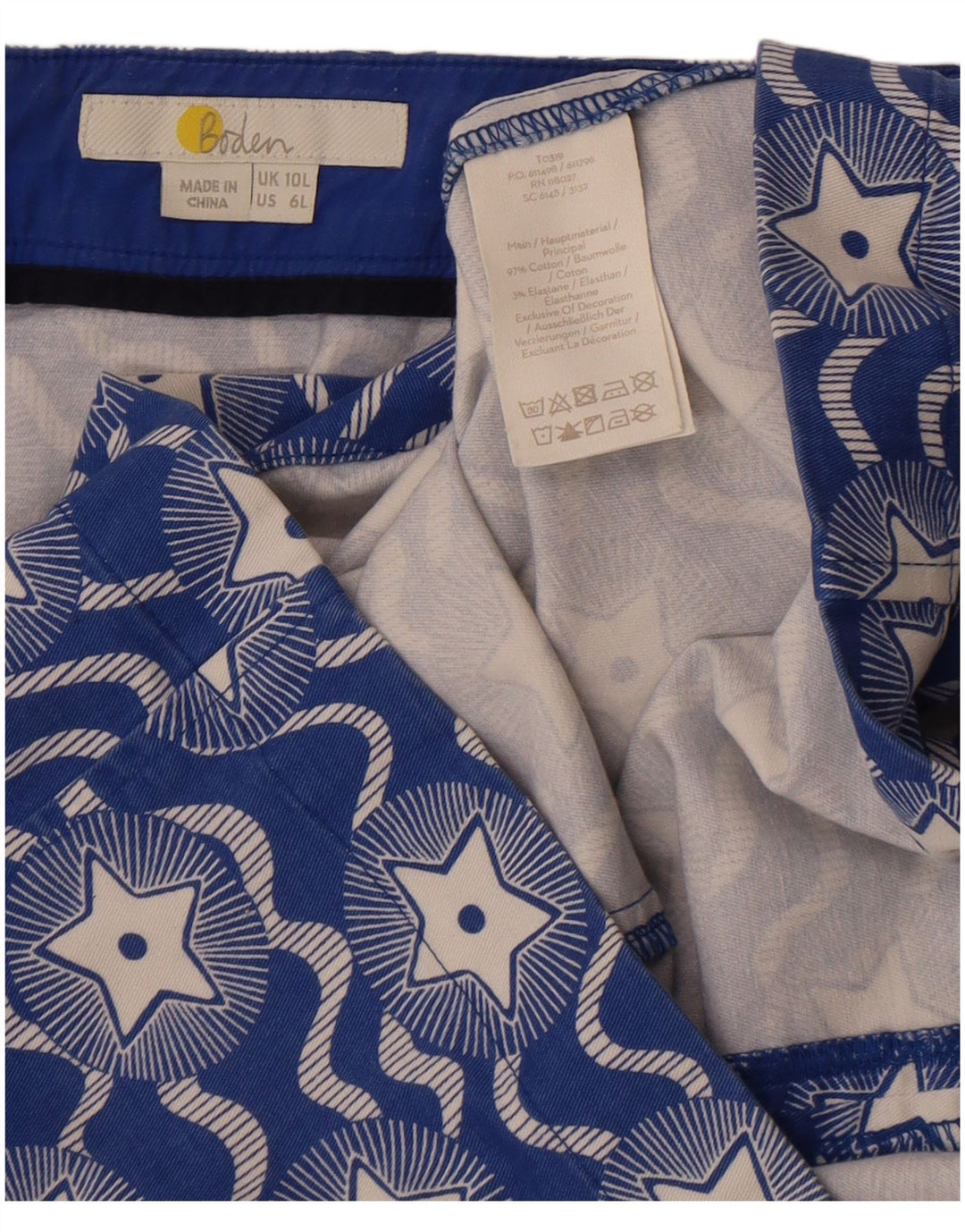 Fusta dreaptă cu model abstract Boden pentru femei UK 10 Small W30 Bumbac albastru