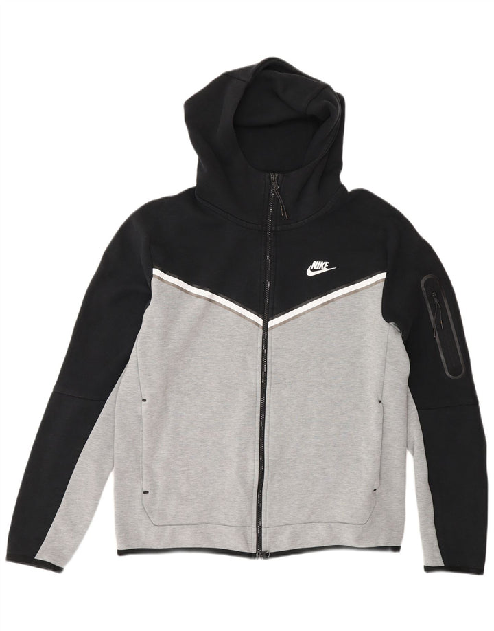 Pulover Nike pentru bărbați, cu fermoar, bumbac color bloc negru mediu