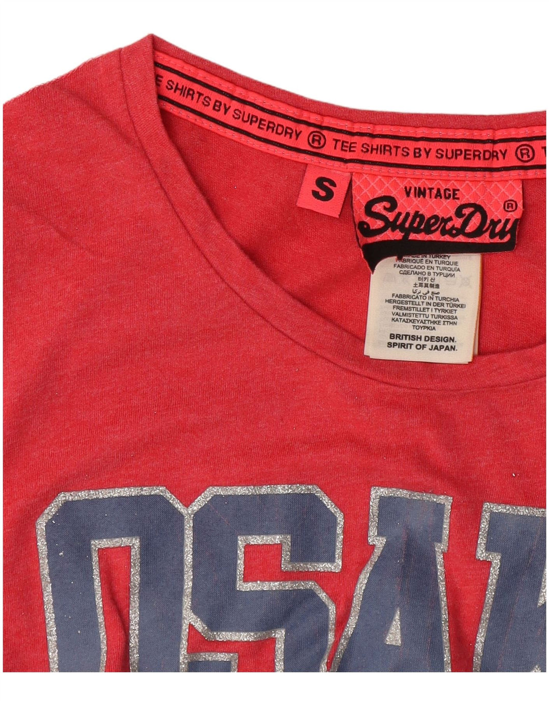 Tricou cu grafic Osaka Superdry pentru femei Top UK 10 Small Pink Bumbac