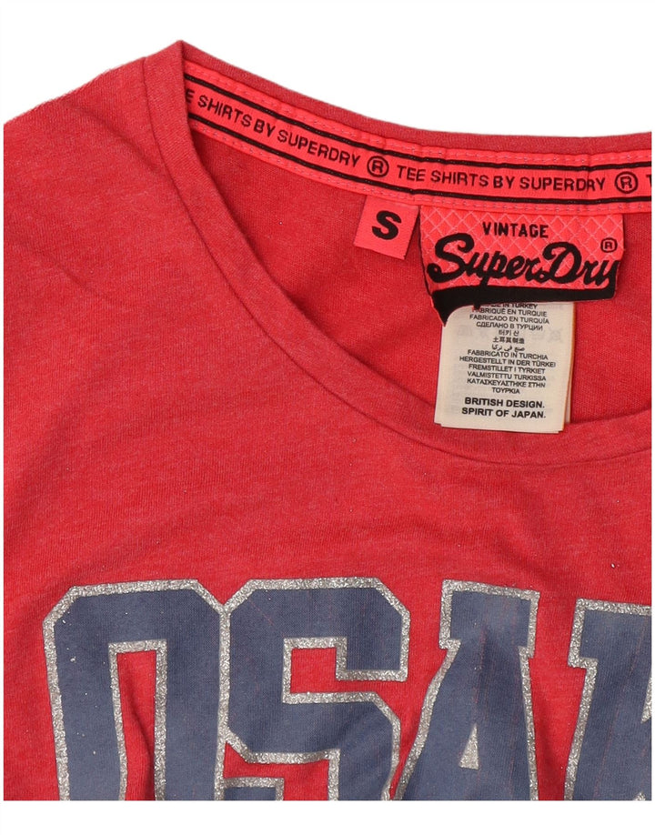 Tricou cu grafic Osaka Superdry pentru femei Top UK 10 Small Pink Bumbac