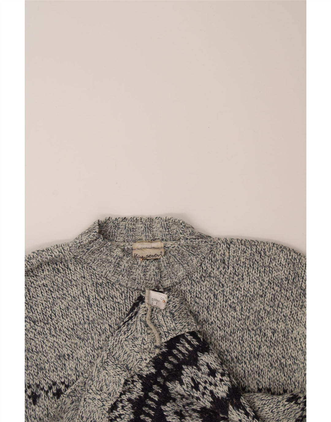 VINTAGE Mens Turtle Neck Jumper Sweater Small Navy Blue Fair Isle Vintage Vintage and Second-Hand Vintage from Messina Hembry 