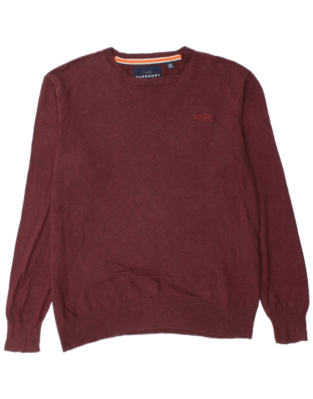 Pulover Superdry pentru bărbați cu gât crew, bumbac burgundă 2XL