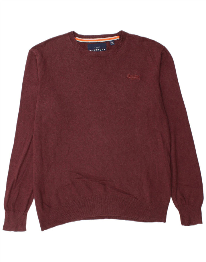 Pulover Superdry pentru bărbați cu gât crew, bumbac burgundă 2XL