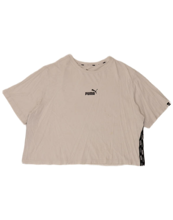 Puma Womens Oversized Crop Graphic T-Shirt Top UK 20 XL White Colourblock