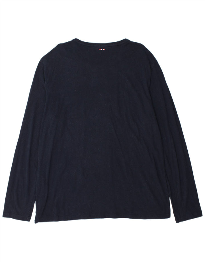 NAPAPIJRI Tricou grafic Geographic pentru bărbați cu mânecă lungă 3XL bumbac bleumarin