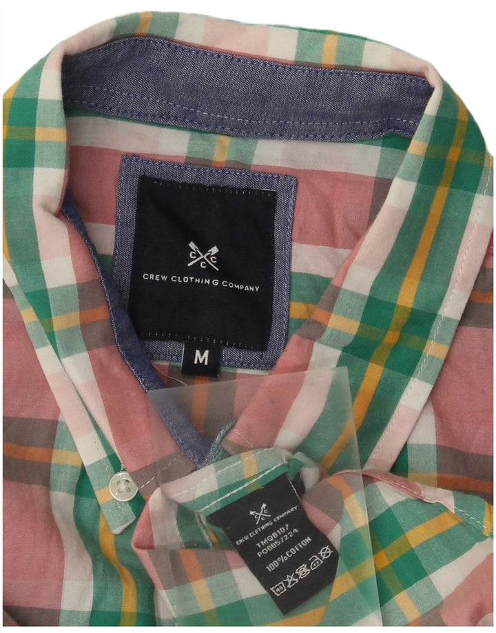 Crew Clothing Cămașă cu mânecă scurtă pentru bărbați, bumbac cu carouri verde mediu