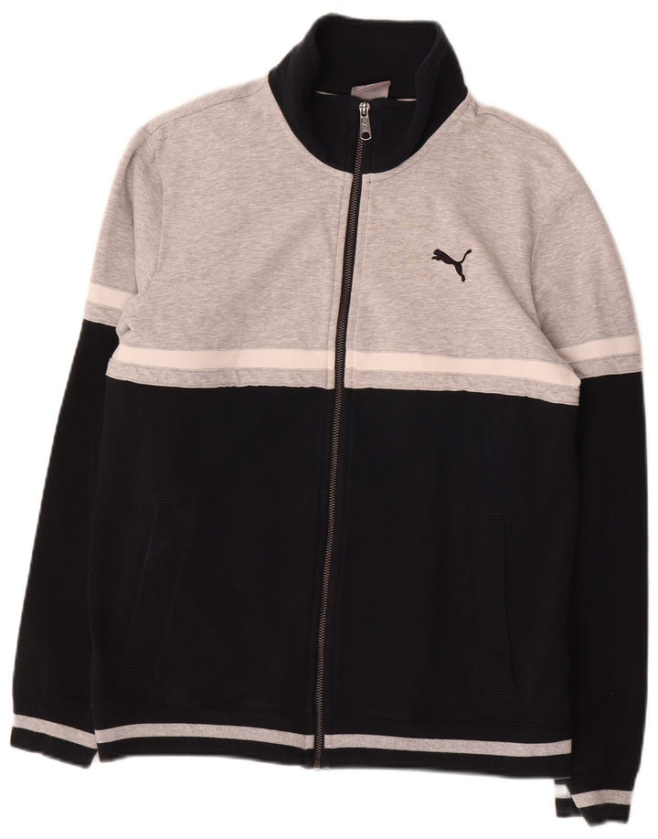 Jachetă de trening PUMA pentru bărbați, bumbac color bloc, gri mic