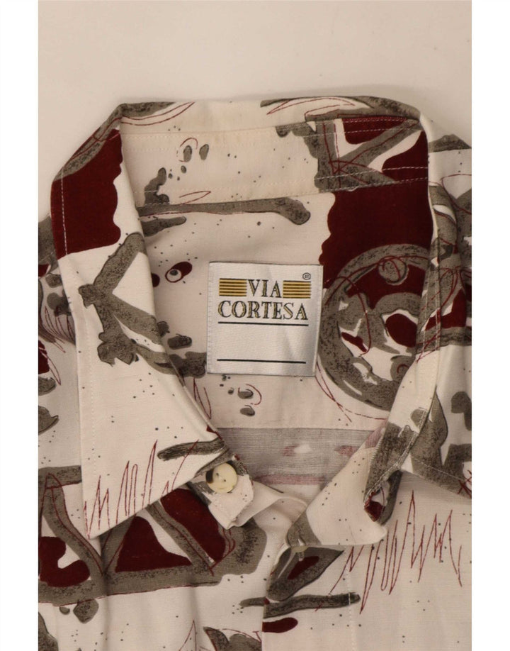 Cămașă cu mânecă scurtă pentru bărbați Via Cortesa, cu model abstract, XL, albă