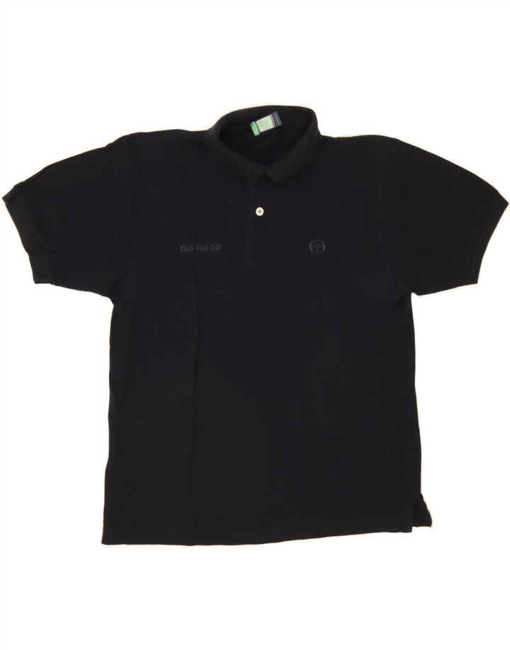 SERGIO TACCHINI Mens Polo Shirt IT 48 Medium Navy Blue Cotton Vintage Sergio Tacchini and Second-Hand Sergio Tacchini from Messina Hembry 