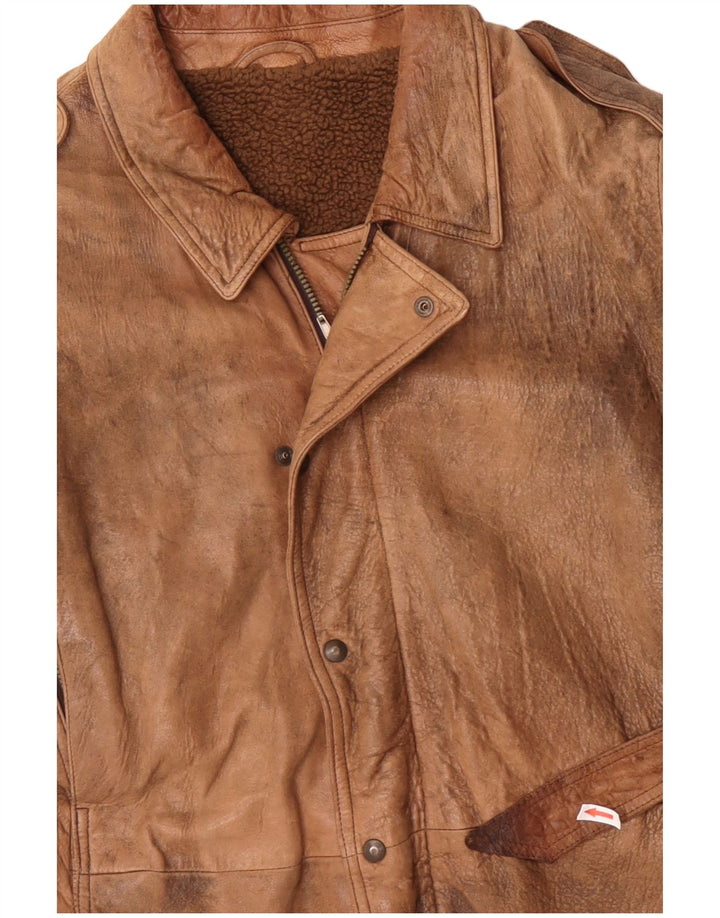 Jachetă militară din piele pentru bărbați VINTAGE UK 42 XL Bej