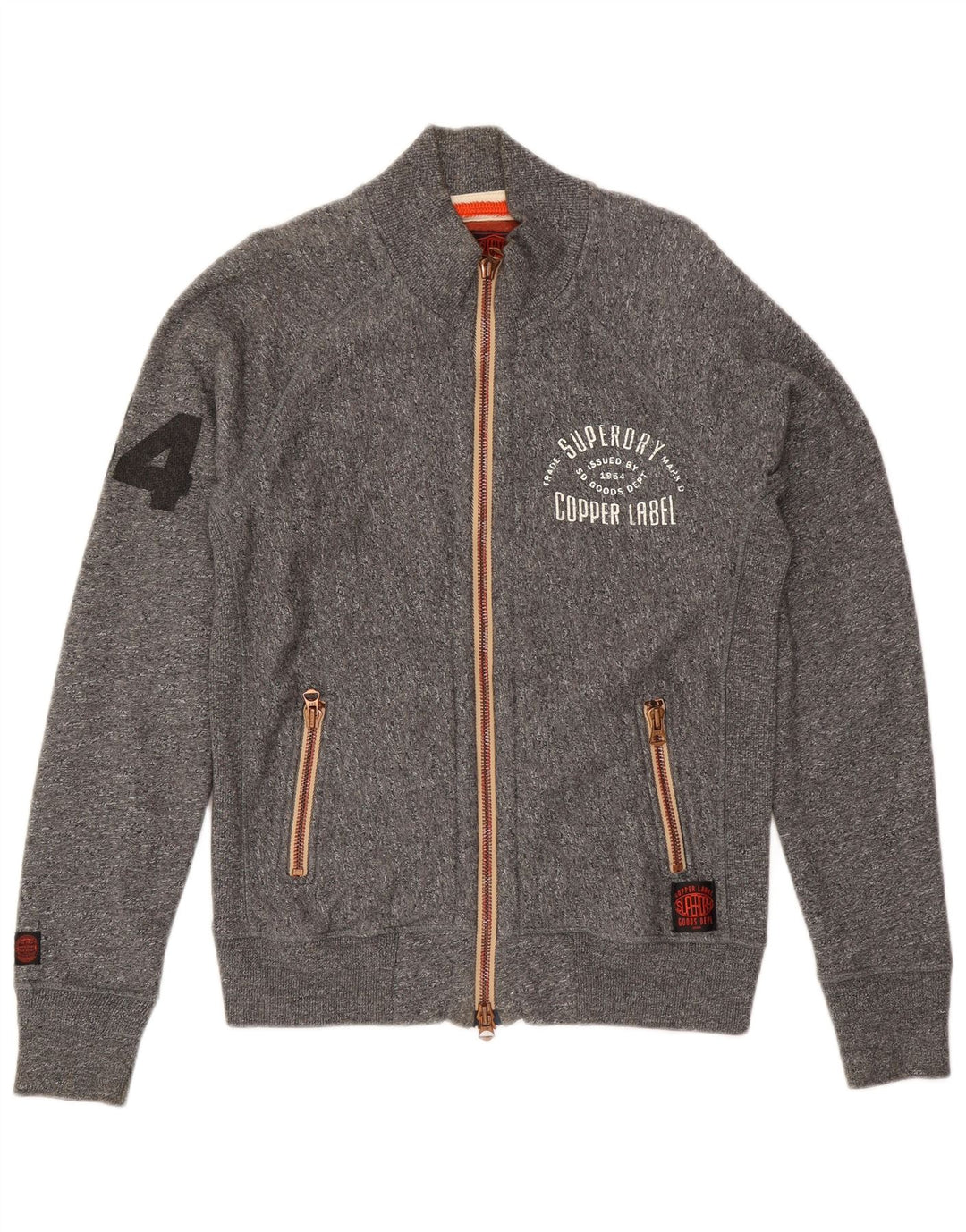Jachetă de top pentru trening grafic Superdry pentru bărbați, mare, gri, bumbac