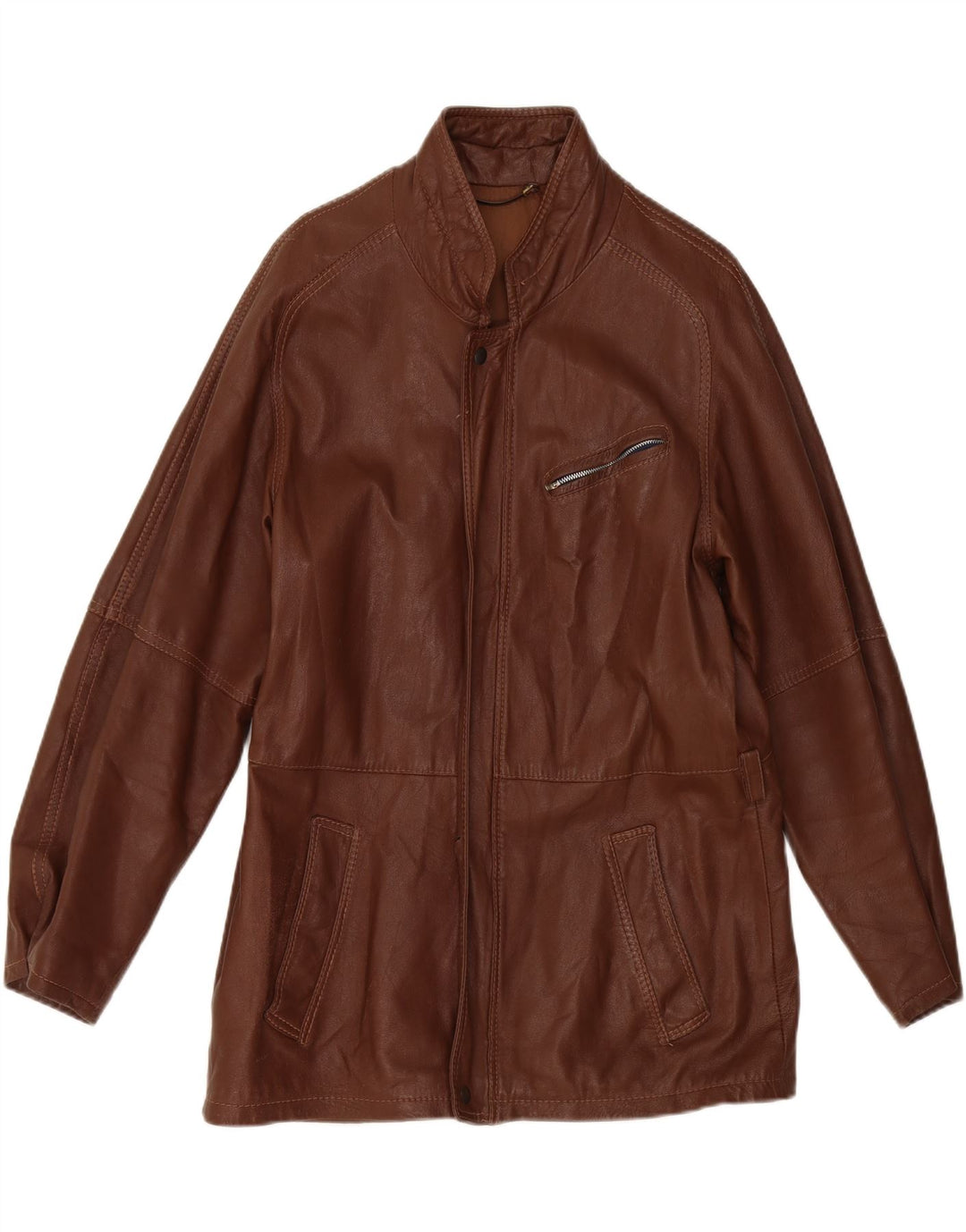 VINTAGE Mens Leather Jacket IT 46 Small Brown Leather Vintage Vintage and Second-Hand Vintage from Messina Hembry 