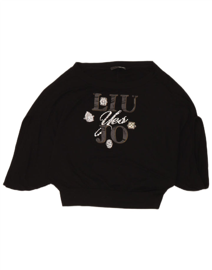 Top cu grafic Liu Jo pentru femei cu mâneci 3/4 IT 40 mic, negru, viscoză