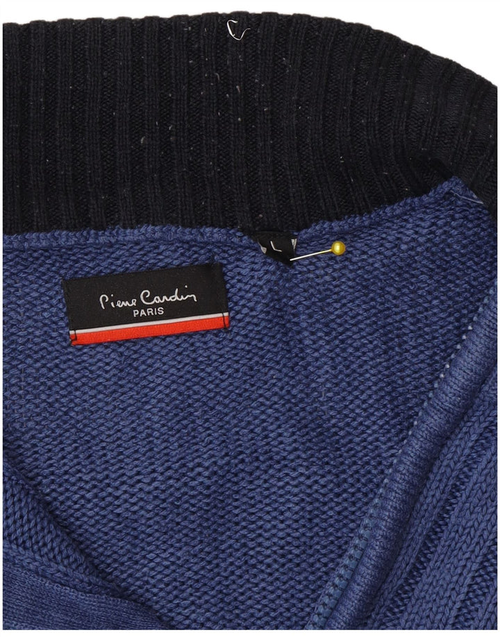 Pulover pentru bărbați Pierre Cardin, cu fermoar, cu gât, mare, albastru