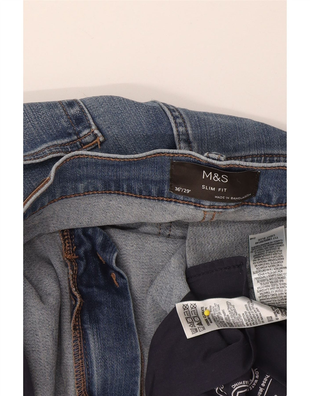 Blugi subțiri pentru bărbați Marks & Spencer W36 L29 Bumbac albastru