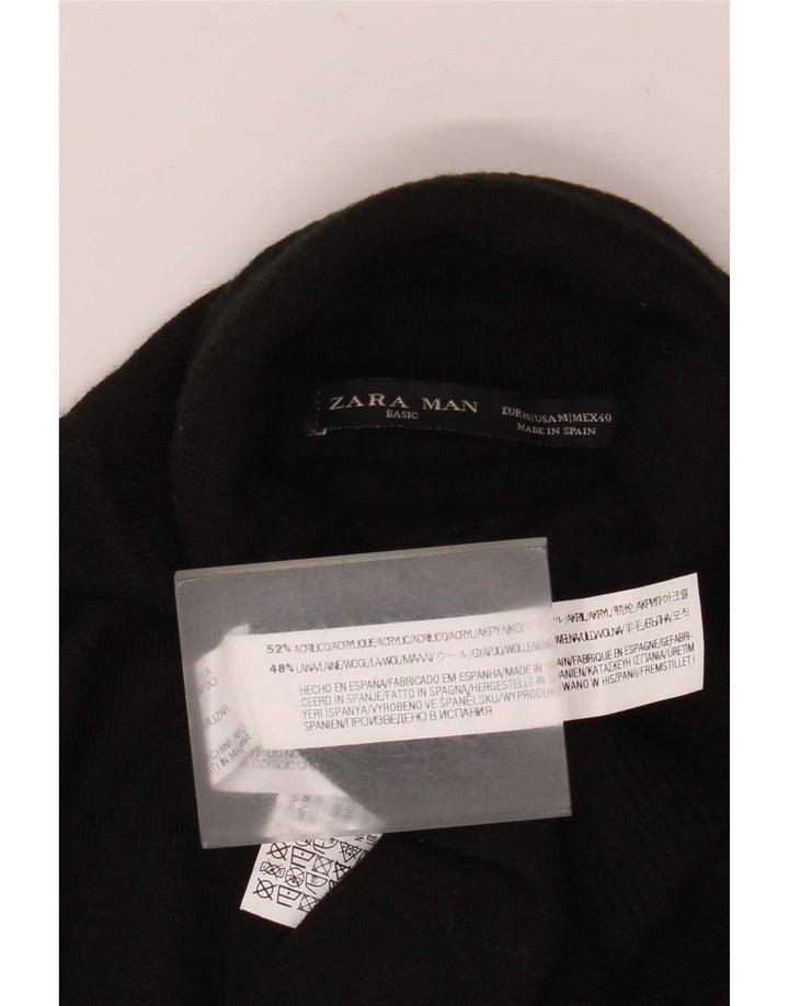 Pulover pentru bărbați Zara cu gât rulat, mediu acrilic, negru