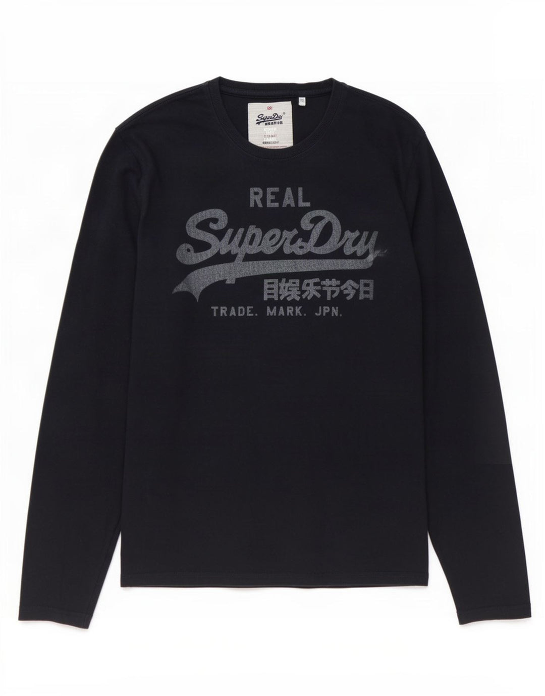 Top grafic pentru bărbați Superdry cu mânecă lungă, mare, bleumarin, bumbac